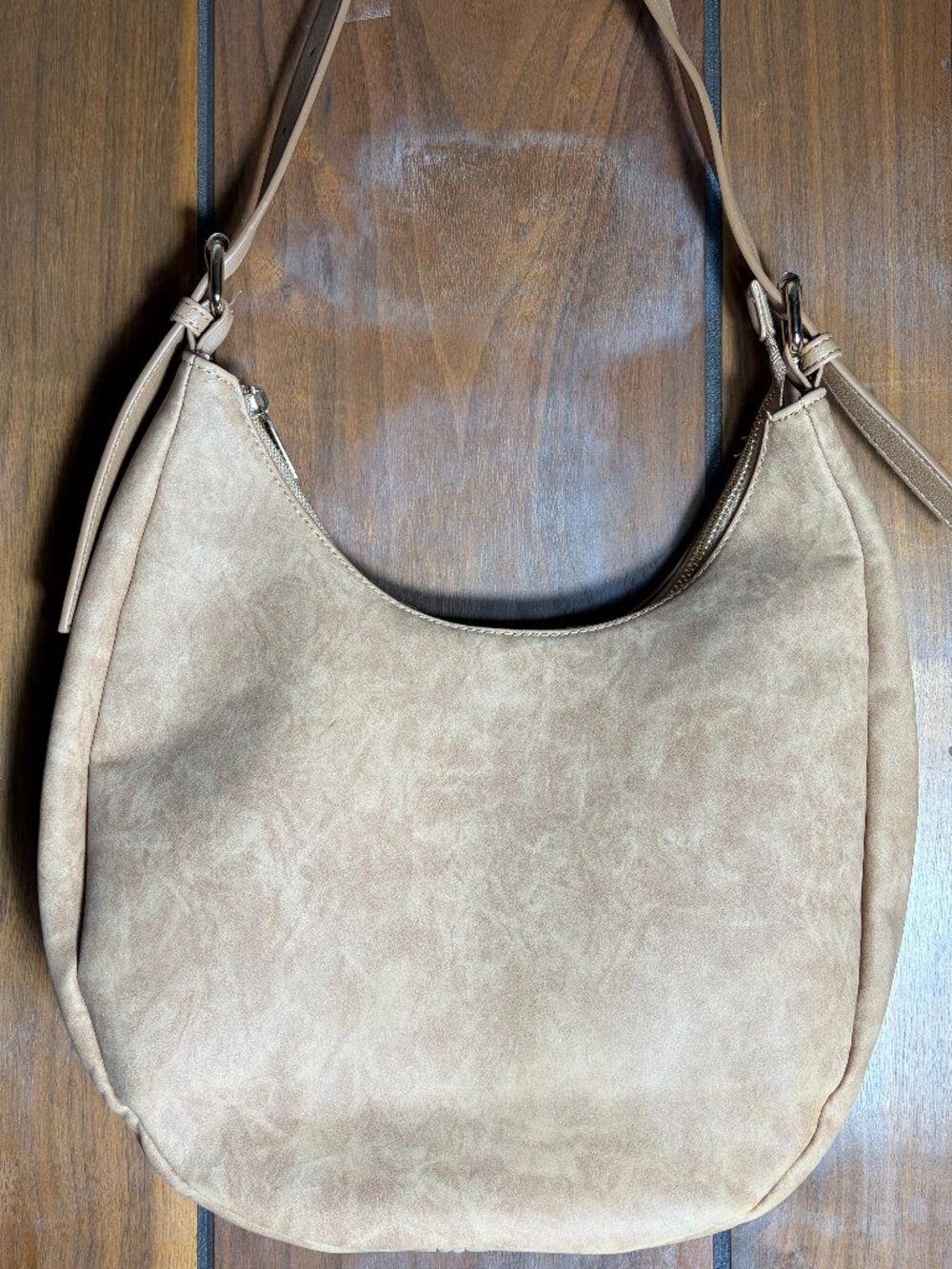 4th & Reckless Una Tan Shoulder Bag Crescent Hobo Design Faux Suede